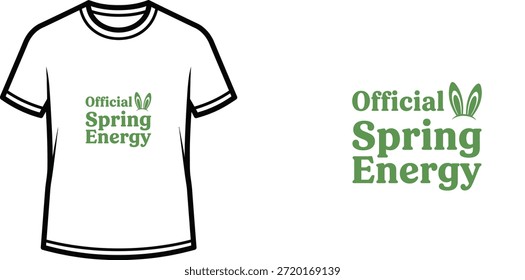 Diseño de camiseta de tipografía con letras "Official Spring Energy"; ilustración temática de camiseta. aislado sobre fondo blanco