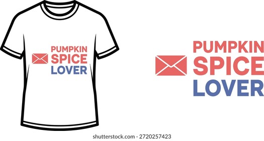 Diseño de camiseta de tipografía con letras "PUMPKIN SPICE LOVER"; ilustración temática de camiseta. aislado sobre fondo blanco