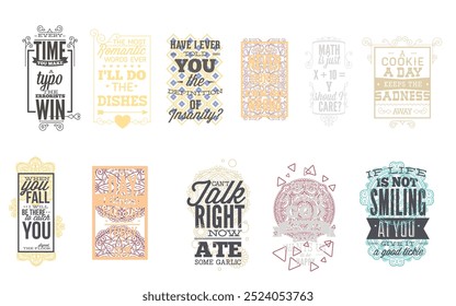 Typography t-shirt design set vector illustration