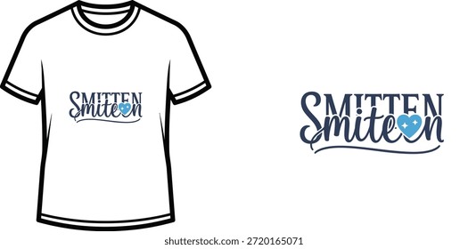 Typography t-shirt design with "Smitten Smite on" lettering; T-shirt themed artwork. isolated on white background