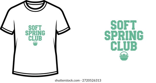 Typografie-T-Shirt-Design mit dem Schriftzug "SOFT SPRING CLUB"; T-Shirt-Kunstwerke. einzeln auf weißem Hintergrund
