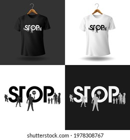 Typography T-shirt Design. Template for card, mug, sticker, poster, banner. STOP.