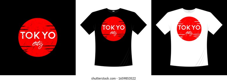 typography t-shirt design vector. Lettering Tokyo city illustration. Grunge style.