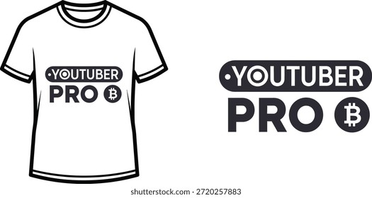 Typography t-shirt design with "YOUTUBER PRO B" lettering; T-shirt themed artwork. isolated on white background