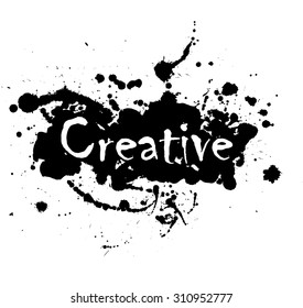 Typography or t-shirt print. Creative sign on the hand drawn watercolor shape background for banner.