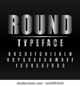 Typography Tube Round Alphabet Style. Decorative Typeset Modern Font. Letters and Numbers Design Set.