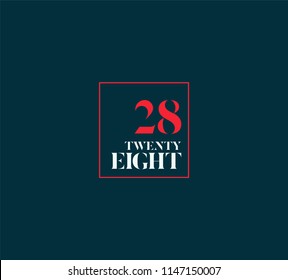 Typography twenty eight, Digit 28 logo icon vector template. 
