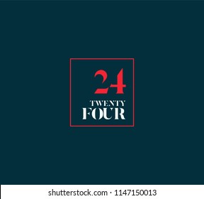 Typography twenty four, Digit 24 logo icon vector template. 
