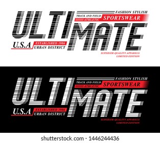 Typography Ultimate Sport, Tee Print Vector Design Illustrations