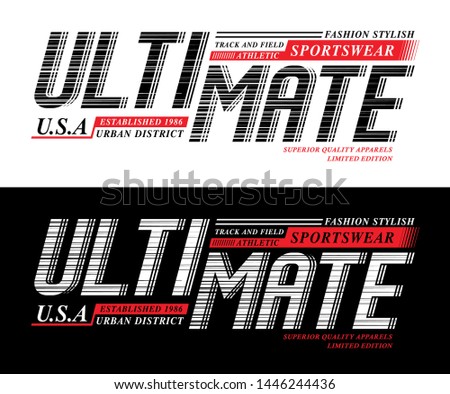 Typography ultimate sport, tee print vector design illustrations