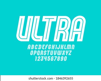 Typography urban style ultra font, modern white alphabet, letters and numbers, vector illustration 10eps