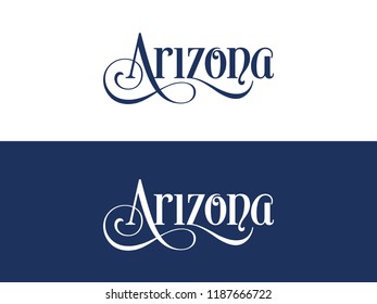 Typography of The USA Arizona States Handwritten Illustration on Official U.S. State Colors. Modern Calligraphy Element for your design.