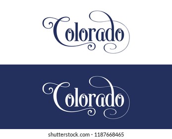 Typography of The USA Colorado States Handwritten Illustration on Official U.S. State Colors. Modern Calligraphy Element for your design.