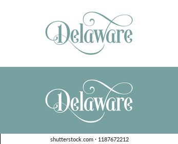 Typography of The USA Delaware States Handwritten Illustration on Official U.S. State Colors. Modern Calligraphy Element for your design.