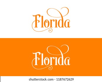 Typography of The USA Florida States Handwritten Illustration on Official U.S. State Colors. Modern Calligraphy Element for your design.