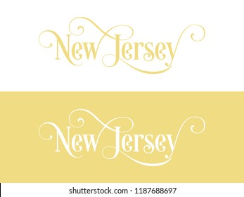 Typography of The USA New Jersey States Handwritten Illustration on Official U.S. State Colors. Modern Calligraphy Element for your design.