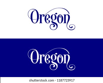 Typography of The USA Oregon States Handwritten Illustration on Official U.S. State Colors. Modern Calligraphy Element for your design.