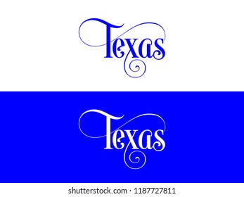 Typography of The USA Texas States Handwritten Illustration on Official U.S. State Colors. Modern Calligraphy Element for your design.