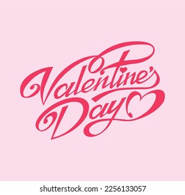 Typography valentine day in pink background colour