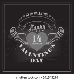 Typography Valentine's Day cards. Caption chalk on a blackboard