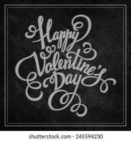 Typography Valentine's Day cards. Caption chalk on a blackboard