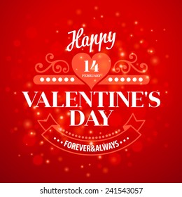 Typography Valentine's Day cards on bokeh background