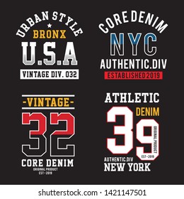 Typography varsity collection for print t shirt