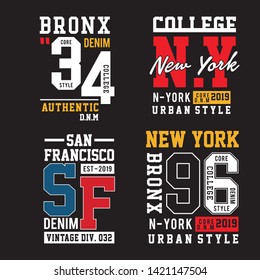 Typography varsity collection for print t shirt