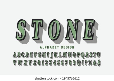 typography vector, alphabet design, letters and numbers gray and green  style