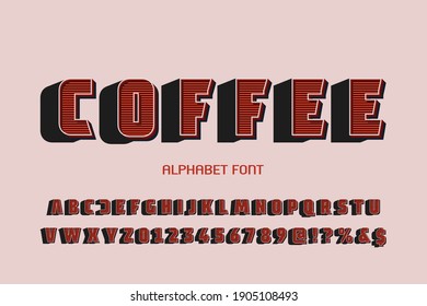 typography vector, alphabet font, alphabet design, letters and numbers and red style
