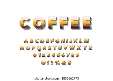 typography vector, alphabet font,  letters and numbers  gold and  white style