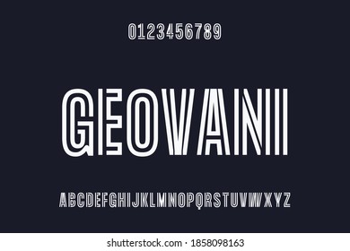 typography vector, alphabet font,  letters and numbers  blue and  white style