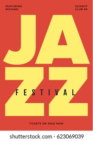 Typography Vector Design of musical flyer Jazz festival. Music poster background festival brochure flyer template. 