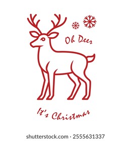 Typography vector design with reindeer