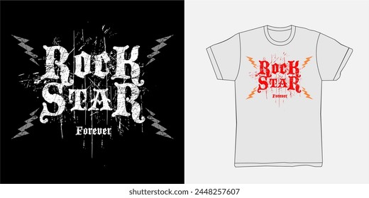 Typography vector design of rock star forever text is suitable for your printable t-shirt,banner,poster,cards and also for other products