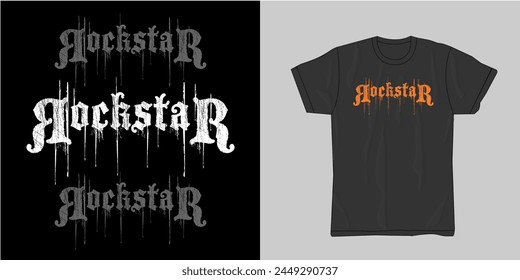 Typografie Vektorgrafik Design von Rockstar Text eignet sich für Ihr bedruckbares T-Shirt, Banner, Poster, Karten und auch für andere Produkte