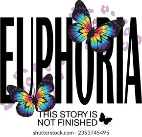  Typography vector graphic print for t-shirt with butterfly. Kids magic slogan, for clothes, banner, girls, women, child. 