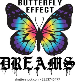  Typography vector graphic print for t-shirt with butterfly. Kids magic slogan, for clothes, banner, girls, women, child. 