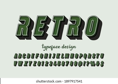 typography vector, green background, vintage font, vector alphabet, letters and numbers