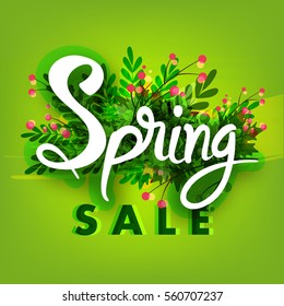 Typography Vector Illustration based on Spring Season sale on decorative background.