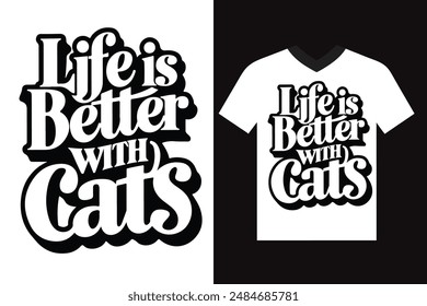 Typography vector illustration celebrating International Cat Day, 8 August.