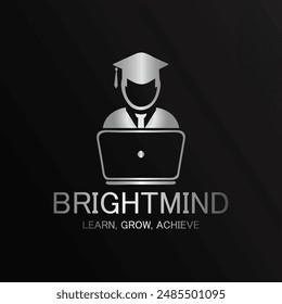 Typography vector logo design of " BrightMind " Modern and minimalistic logo design and illustration.