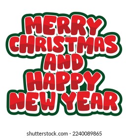 typography vector merry christmas and happy new year white background. for greeting card, banner, poster