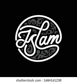 vectorial de la tipografía islam con adornos circulares.  ilustración