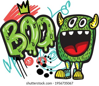 Typography Vector Monster Illustration Slogan Bright Stock Vector ...