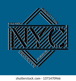 typography vector new york city with line decoration, t-shirt template