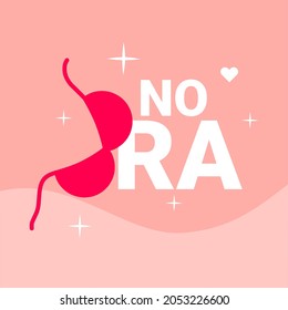 Typography vector, NO BRA with red bra in place of letter B.