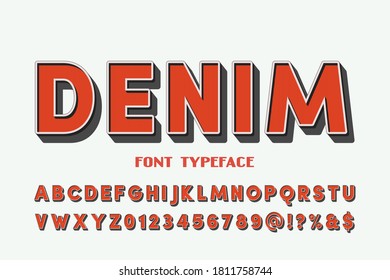 typography vector, red style  background, vintage font, vector alphabet, letters and numbers