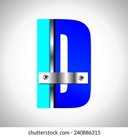 Typography Vector set of blue metallic fonts