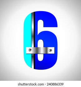 Typography Vector set of blue metallic fonts